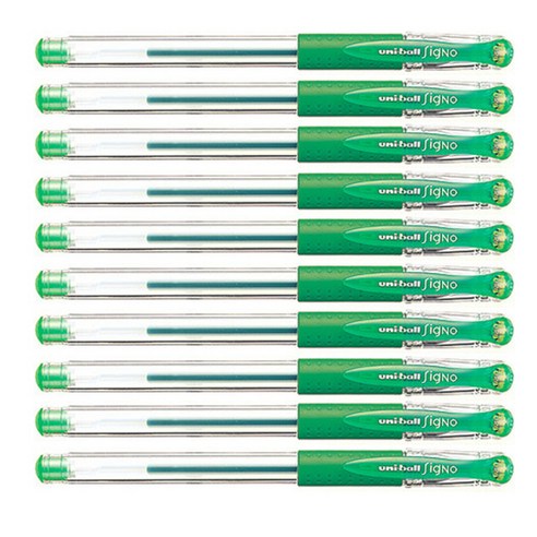 시그노 유니볼 펜 UM-151 0.28mm, 그린, 10개
