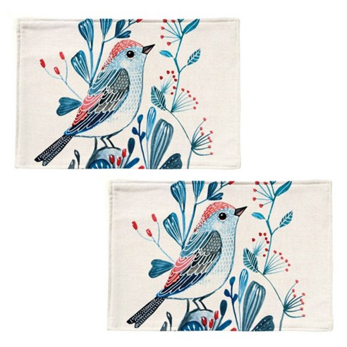 아울리빙 유럽풍 버드 데코 식탁매트 2p, A, 44 x 28 cm
