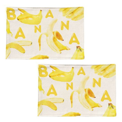 아울리빙 과일 패턴 데코 식탁매트 2p, 바나나, 44 x 28 cm