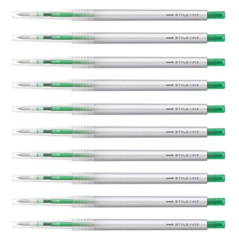 미쓰비시 스타일핏트 단색펜 0.28mm UMN-139, 그린, 10개입
