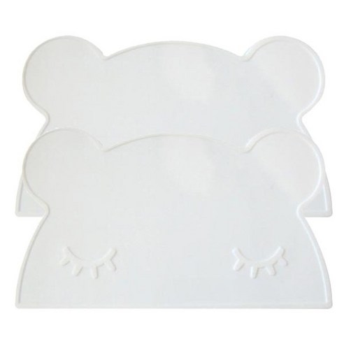 마켓감성 곰돌이 실리콘 식탁매트 2p, 화이트, 46 x 28 cm