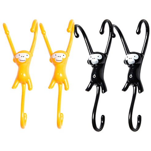 리버그린 몽키 다용도 양팔걸이, 옐로우, 블랙, 4개입