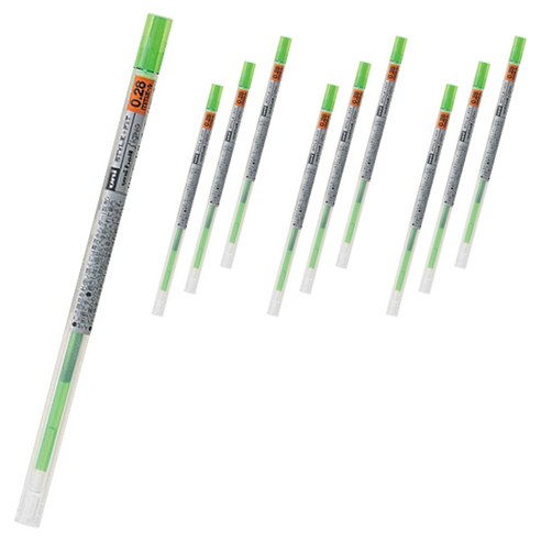 유니볼 시그노 스타일핏트 젤잉크 리필심 0.28mm UMR-109, 라이트그린, 10개