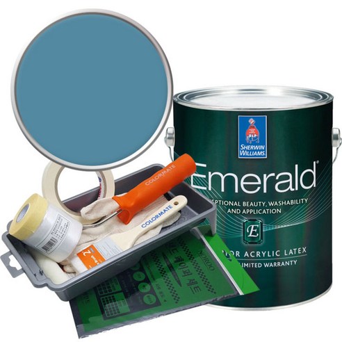 셔윈윌리암스 에메랄드 페인트 1L세트, SW6508 Secure Blue