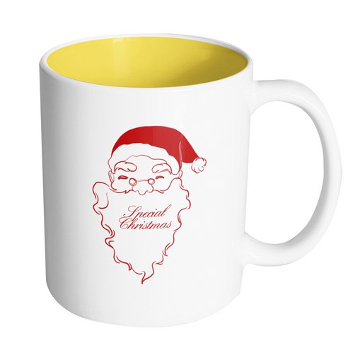 핸드팩토리 산타수염 스페셜크리스마스 머그컵, 내부 옐로우, 1개