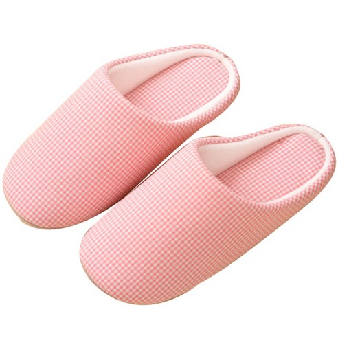 비케이 작은 체크 거실화, 핑크
