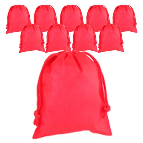 봄91 끈조리개 부직포백 15 x 18 cm, 레드, 10개입