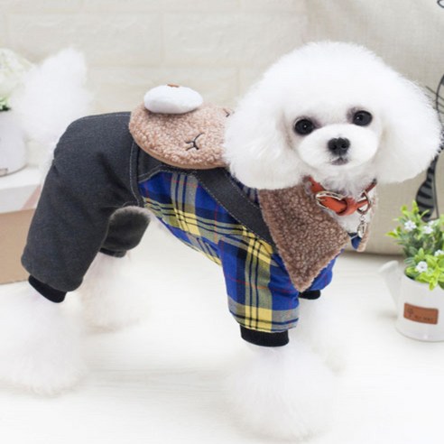 아울리빙 큐티펫 반려견 곰돌이 멜빵 올인원, 다크그레이