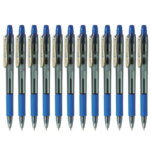 제브라 Z-1(RT) 노크식 유성볼펜 1.0mm, 청색, 12개입