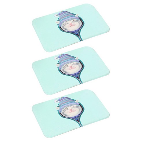 아울리빙 동물캐릭터 주방 발매트 3p, 고양이I