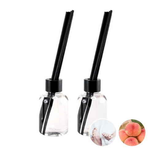 더아로마샵 디퓨져 리필액 100ml x 2p + 블랙 섬유스틱 10p + 블랙캡 2p, 베이비파우더, 스위트피치
