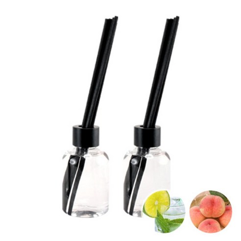 더아로마샵 디퓨져 리필액 100ml x 2p + 블랙 섬유스틱 10p + 블랙캡 2p, 라임바질, 스위트피치