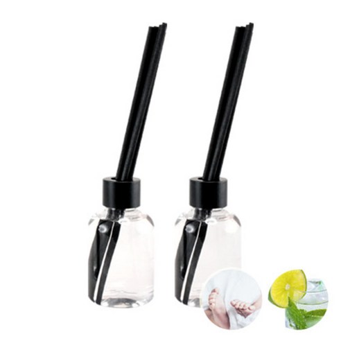 더아로마샵 디퓨져 리필액 100ml x 2p + 블랙 섬유스틱 10p + 블랙캡 2p, 베이비파우더, 라임바질