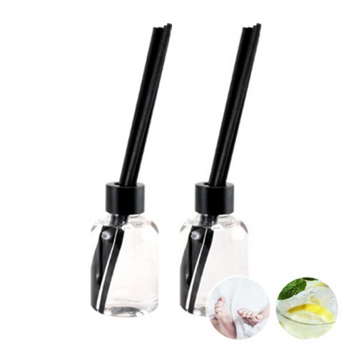 더아로마샵 디퓨져 리필액 100ml x 2p + 블랙 섬유스틱 10p + 블랙캡 2p, 베이비파우더, 프레쉬시트러스