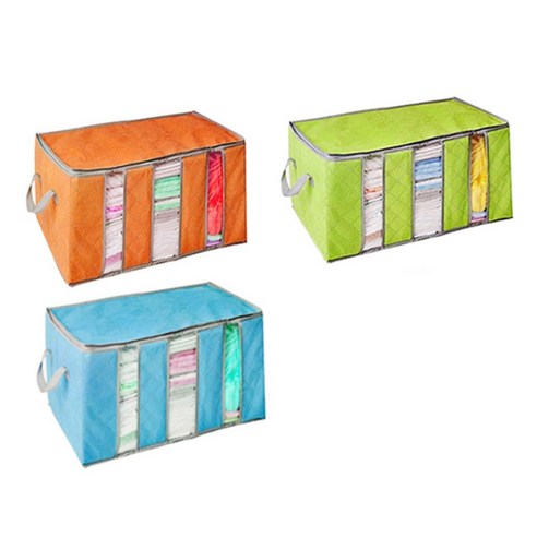마켓감성 퀼트 부직포 리빙박스 65L, 랜덤 발송, 3개입