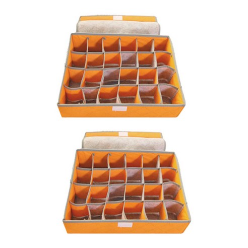 마켓감성 24칸 숯 양말 보관함 오렌지, 2개입