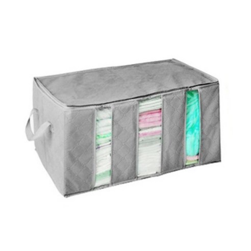 마켓감성 퀼트 부직포 리빙박스 65L, 그레이, 1개입