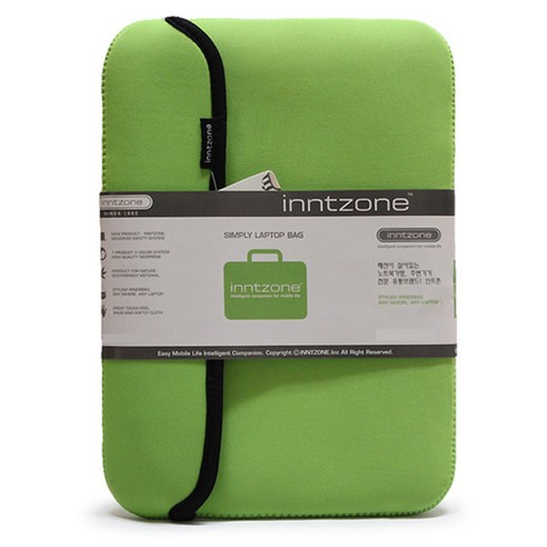 인트존 네오프랜 컬러 노트북 파우치 INTC-107X, 그린, 15.6in