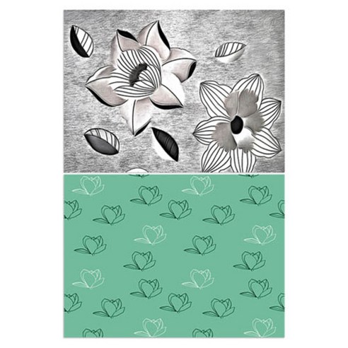 로엠디자인 실리콘 식탁매트 2p 블랙플라워, 목련3(그린), 385 x 285 mm