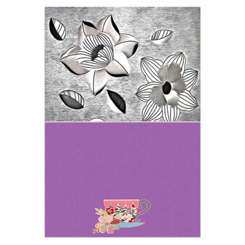 로엠디자인 실리콘 식탁매트 2p 블랙플라워, 차한잔, 385 x 285 mm
