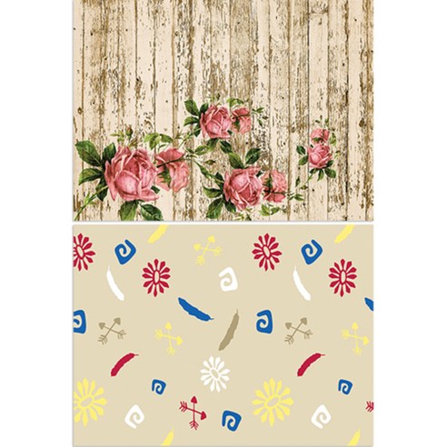 로엠디자인 실리콘 식탁매트 마루 위 장미 + 패턴, 1, 385 x 285 mm