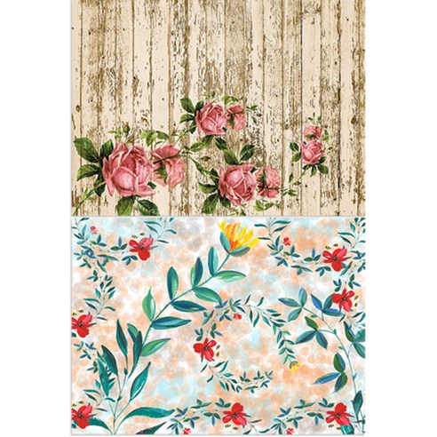 로엠디자인 실리콘 식탁매트 마루위장미 + 꽃밭, 2, 385 x 285 mm