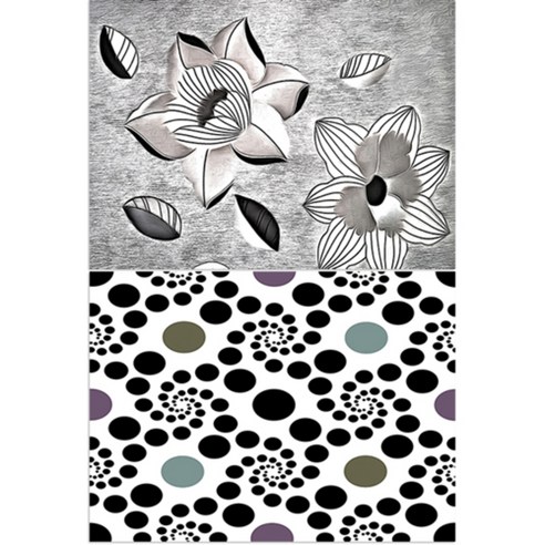 로엠디자인 실리콘 식탁매트 블랙플라워 + 동굴이, 혼합 색상, 385 x 285 mm