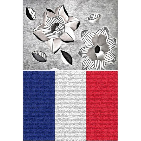 로엠디자인 실리콘 식탁매트 블랙플라워 + 프랑스국기, 혼합 색상, 385 x 285 mm