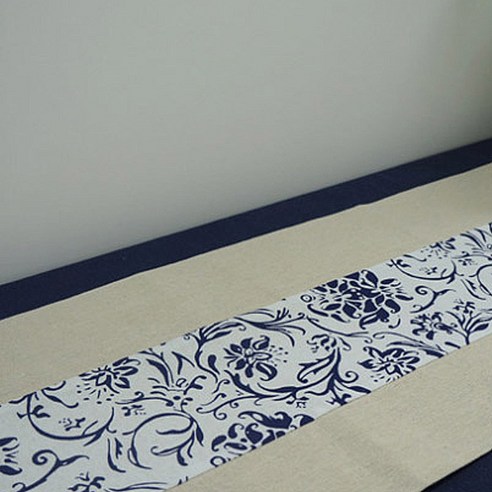 아리코 25 kitchen 동양 린넨 테이블 러너, G(꽃 파도), 30 x 150 cm