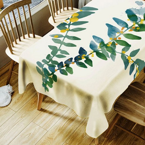 아울리빙 그린플라워 식탁보, H, 150 x 210 cm