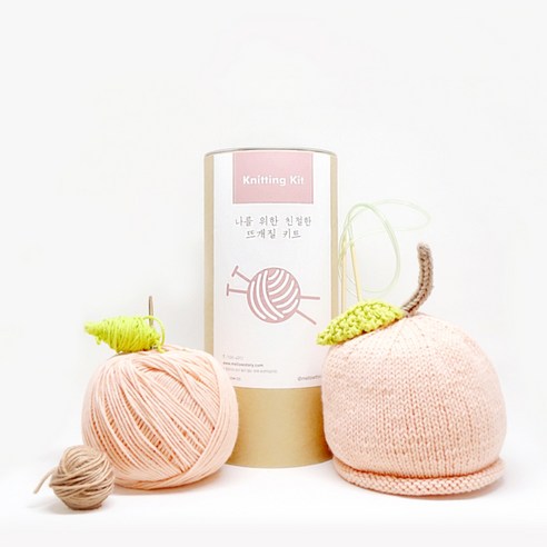 멜로우 아기 복숭아 모자 뜨개질 키트, 코랄, 1세트