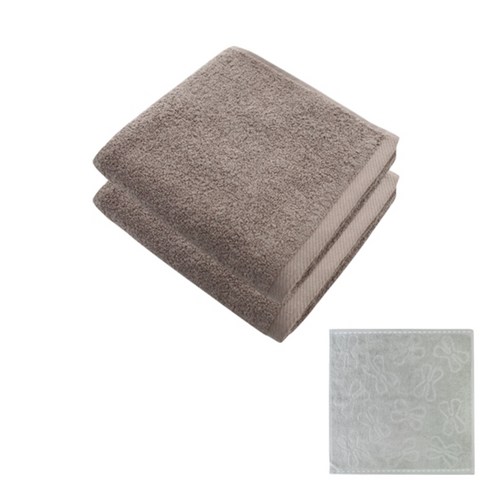 송월타월 노블레스 수건 150g x 2p + 리본 핸드타올, 갈색, 1세트