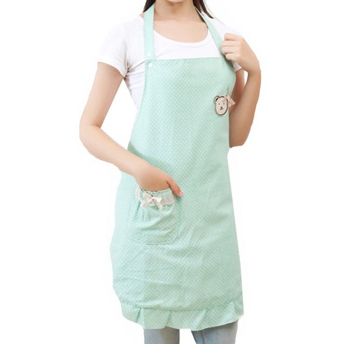 이코디 리본 베어 도트 앞치마, 민트, 1개