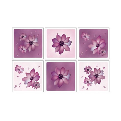 환타스틱스 미끄럼방지 스티커 보라꽃 NSR-32003 6매, 혼합 색상, 13.7 x 13.7 cm