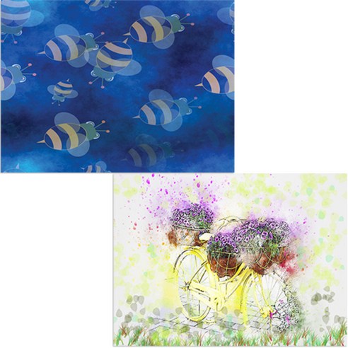 벨라 실리콘 식탁매트 자전거화분 + 꿀벌, 혼합 색상, 385 x 285 mm