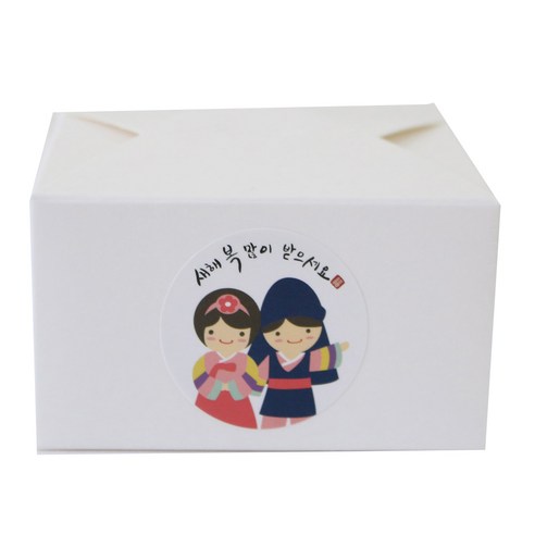 황씨네도시락 레이스 박스 36p + 새해 복 스티커 소년소녀 36p, 화이트, 1세트