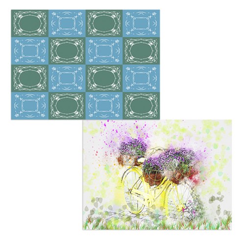 벨라 실리콘 식탁매트 자전거 화분 + 패턴, 2, 385 x 285 mm