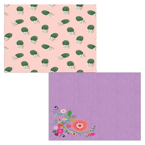 벨라 실리콘 식탁매트 2p 꽃가지1 세트, 꽃가지1, 꼬마선인장, 385 x 285 mm, 두께 1mm