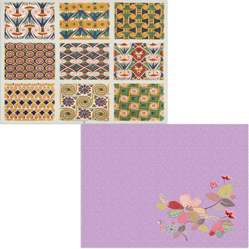 벨라 실리콘 식탁매트 꽃가지2 + 카펫트, 2, 385 x 285 mm, 두께 1 mm