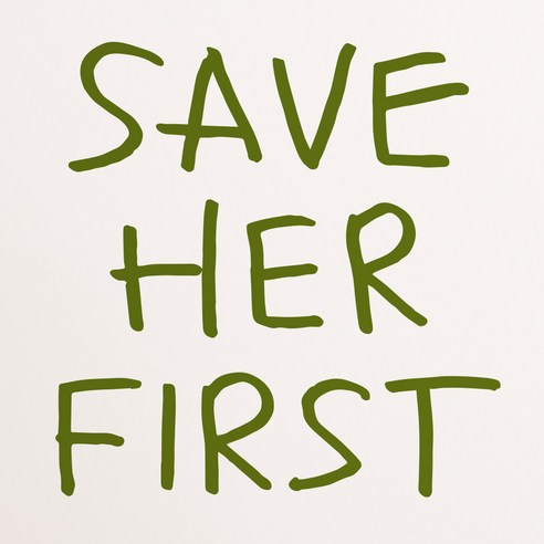 1AM 캘리그라피 인테리어 포인트 스티커 SAVE HER FIRST, 올리브