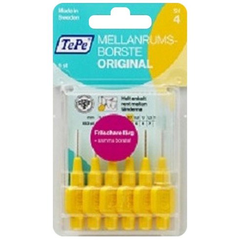 테페 i자형 치간칫솔 인터덴탈 브러쉬 오리지널 0.7mm 노랑, 6개입, 1개