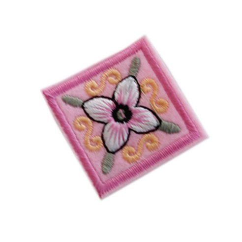 티나피크닉 사각 동양 꽃무늬 자수 데코 부자재, 핑크, 10개입
