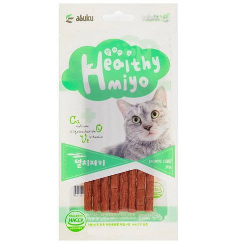 아스크 헬시묘 고양이 간식 져키 20g, 멸치, 20개