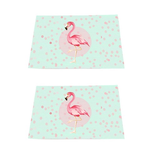 아울리빙 플라밍고 키친 린넨 테이블매트 2p, P, 42 x 32 cm