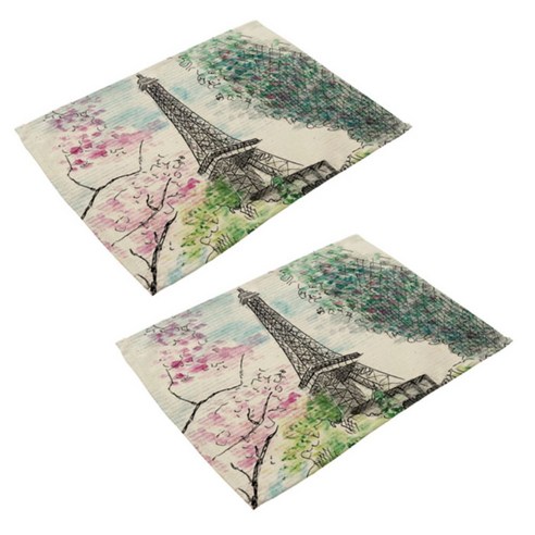 아울리빙 아일러브 파리 식탁매트 2p, E, 42 x 32 cm