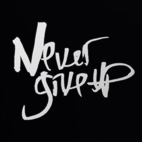 1AM 캘리그라피 인테리어 포인트 스티커 Never give up, 반사