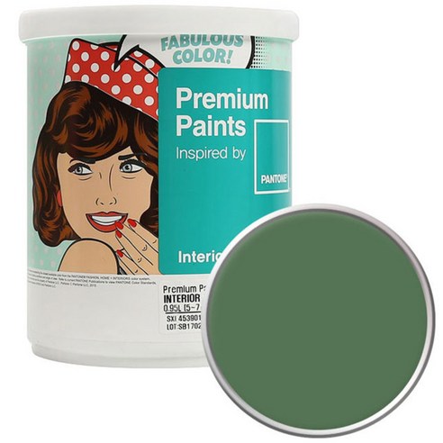 노루페인트 팬톤 내부용 실내벽면 무광 페인트 1L, 18-0121 Elm Green