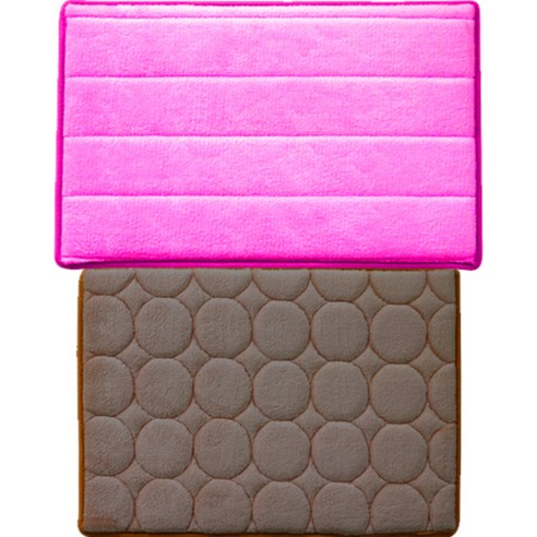 아레스 주방매트 원형 브라운 + 사각, 핑크