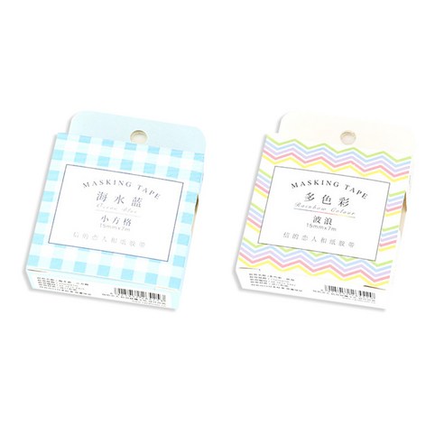라이프포인트 DIY장식시리즈 마스킹 테이프 15mm 2p 14 블루체크 세트, 14블루체크 + 24멀티웨이브, 1세트