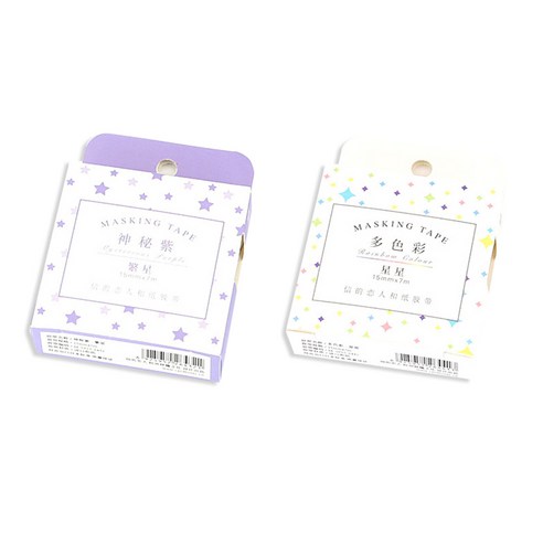 라이프포인트 DIY장식시리즈 마스킹 테이프 15mm 2p 19 퍼플스타 세트, 19퍼플스타 + 22멀티스타, 1세트